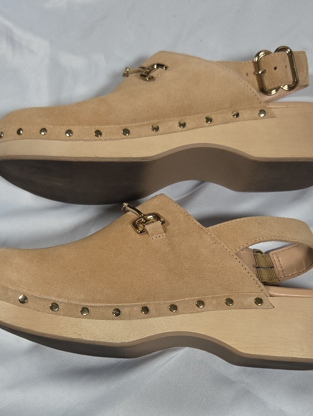 Sam Edelman Beige Suede Womens Slingback Studded Clog Sandals Sz 7 - Picture 8 of 10